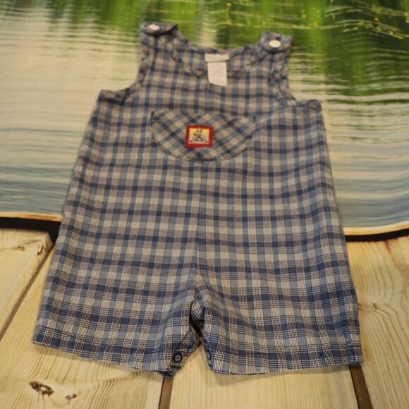 *HP!* CARTERS 2T Blue Plaid Shortalls Overalls - Picture 2 of 5